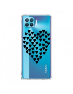 Coque Oppo Reno4 Lite Coeurs Heart Love Noir Transparente...