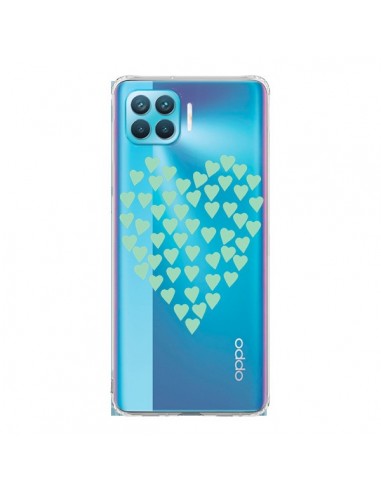 Coque Oppo Reno4 Lite Coeurs Heart Love Mint Bleu Vert Transparente - Project M