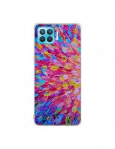 Coque Oppo Reno4 Lite Fleurs Bleues Roses Splash - Ebi...