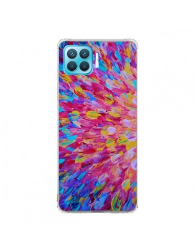 Coque Oppo Reno4 Lite Fleurs Bleues Roses Splash - Ebi Emporium