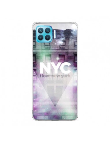 Coque Oppo Reno4 Lite I Love New York City Violet Vert - Javier Martinez