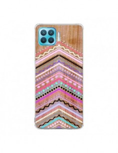 Coque Oppo Reno4 Lite Purple Chevron Wild Wood Bois...