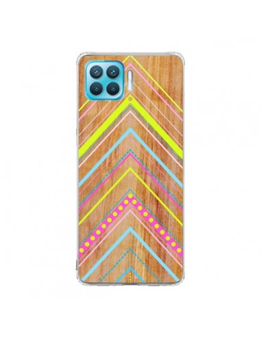 Coque Oppo Reno4 Lite Wooden Chevron Pink Bois Azteque Aztec Tribal - Jenny Mhairi