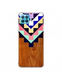 Coque Oppo Reno4 Lite Wooden Tribal Bois Azteque Aztec...
