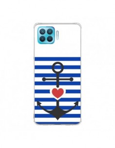 Coque Oppo Reno4 Lite Mariniere Encre Marin Coeur -...