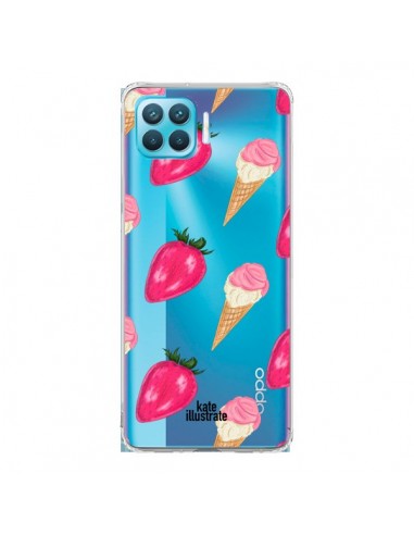 Coque Oppo Reno4 Lite Strawberry Ice Cream Fraise Glace Transparente - kateillustrate