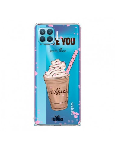 Coque Oppo Reno4 Lite I love you More Than Coffee Glace Amour Transparente - kateillustrate