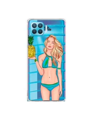 Coque Oppo Reno4 Lite Malibu Ananas Plage Ete Bleu Transparente - kateillustrate