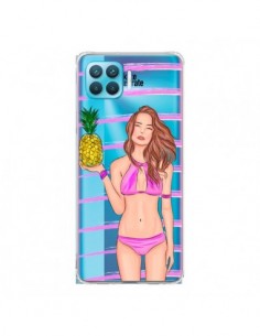 Coque Oppo Reno4 Lite Malibu Ananas Plage Ete Rose...