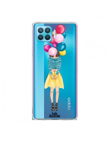 Coque Oppo Reno4 Lite Girls Balloons Ballons Fille Transparente - kateillustrate