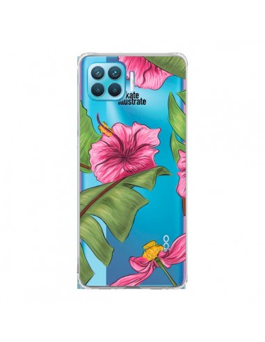 Coque Oppo Reno4 Lite Tropical Leaves Fleurs Feuilles Transparente - kateillustrate