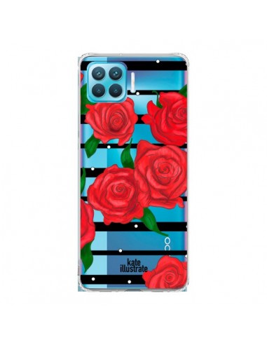 Coque Oppo Reno4 Lite Red Roses Rouge Fleurs Flowers Transparente - kateillustrate