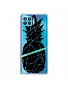 Coque Oppo Reno4 Lite Ananas Noir Transparente -...