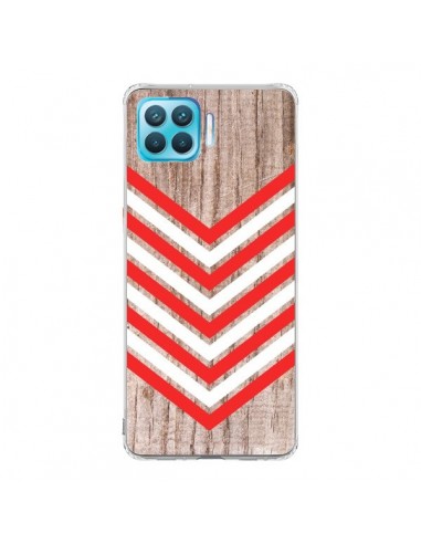 Coque Oppo Reno4 Lite Tribal Aztèque Bois Wood Flèche Rouge Blanc - Laetitia