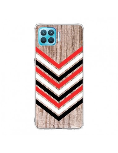 Coque Oppo Reno4 Lite Tribal Aztèque Bois Wood Flèche Rouge Blanc Noir - Laetitia