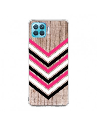 Coque Oppo Reno4 Lite Tribal Aztèque Bois Wood Flèche Rose Blanc Noir - Laetitia