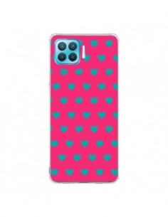 Coque Oppo Reno4 Lite Coeurs Bleus Fond Rose - Laetitia