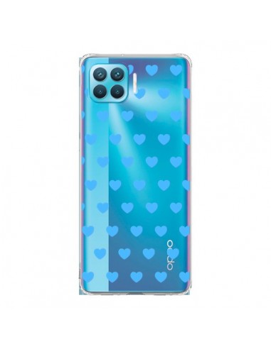 Coque Oppo Reno4 Lite Coeur Heart Love Amour Bleu Transparente - Laetitia