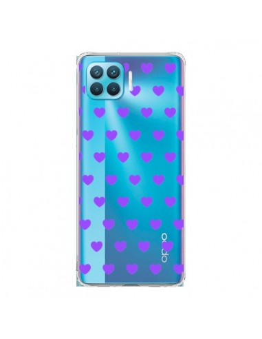 Coque Oppo Reno4 Lite Coeur Heart Love Amour Violet Transparente - Laetitia