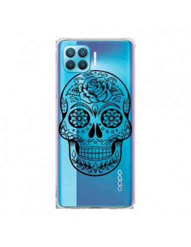 Coque Oppo Reno4 Lite Tête de Mort Mexicaine Noir Transparente - Laetitia