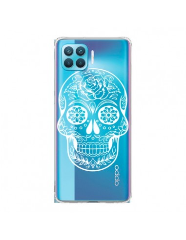 Coque Oppo Reno4 Lite Tête de Mort Mexicaine Blanche Transparente - Laetitia