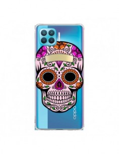 Coque Oppo Reno4 Lite Tête de Mort Mexicaine Noir Rose...