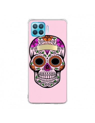 Coque Oppo Reno4 Lite Tête de Mort Mexicaine Rose Multicolore - Laetitia