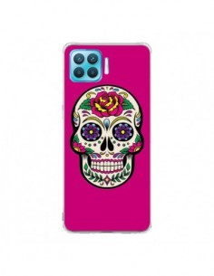 Coque Oppo Reno4 Lite Tête de Mort Mexicaine Rose Fushia...