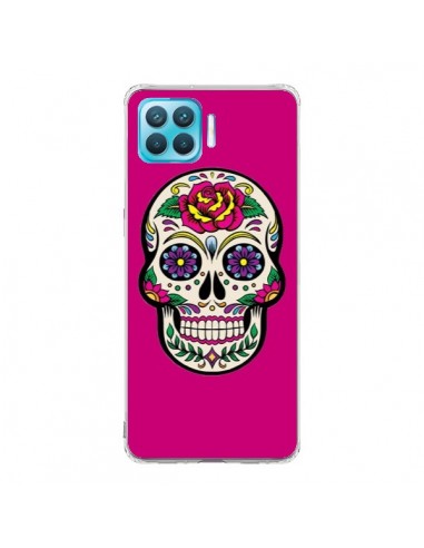 Coque Oppo Reno4 Lite Tête de Mort Mexicaine Rose Fushia - Laetitia