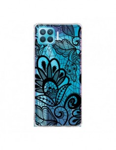 Coque Oppo Reno4 Lite Lace Fleur Flower Noir Transparente...
