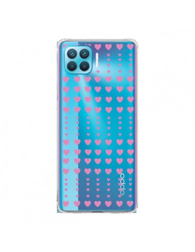 Coque Oppo Reno4 Lite Coeurs Heart Love Amour Rose Transparente - Petit Griffin