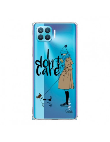 Coque Oppo Reno4 Lite I don't care Fille Chien Transparente - Lolo Santo