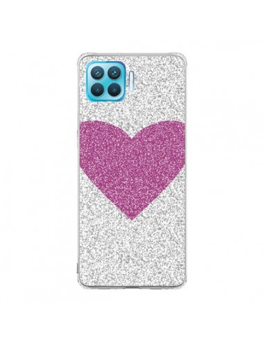 Coque Oppo Reno4 Lite Coeur Rose Argent Love - Mary Nesrala