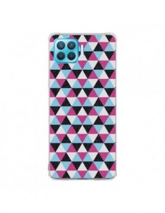 Coque Oppo Reno4 Lite Azteque Triangles Rose Bleu Gris -...