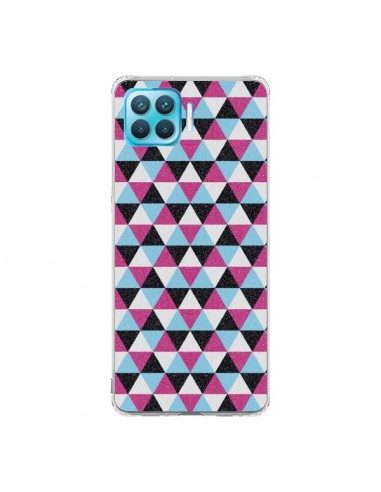 Coque Oppo Reno4 Lite Azteque Triangles Rose Bleu Gris - Mary Nesrala