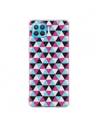 Coque Oppo Reno4 Lite Azteque Triangles Rose Bleu Gris - Mary Nesrala