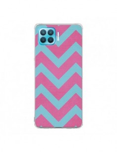Coque Oppo Reno4 Lite Strawberry Chevron Rose Bleu - Mary...