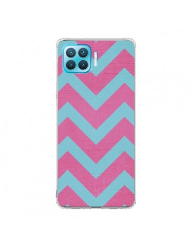 Coque Oppo Reno4 Lite Strawberry Chevron Rose Bleu - Mary Nesrala