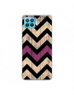 Coque Oppo Reno4 Lite Chevron Vintage Bois Wood - Mary...