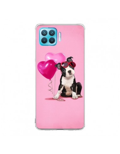 Coque Oppo Reno4 Lite Chien Dog Ballon Lunettes Coeur Rose - Maryline Cazenave