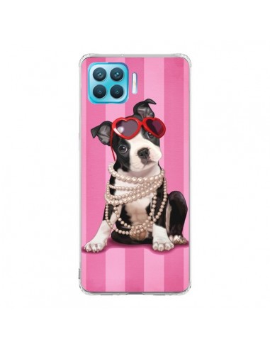 Coque Oppo Reno4 Lite Chien Dog Fashion Collier Perles Lunettes Coeur - Maryline Cazenave