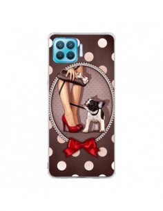 Coque Oppo Reno4 Lite Lady Jambes Chien Dog Pois Noeud...