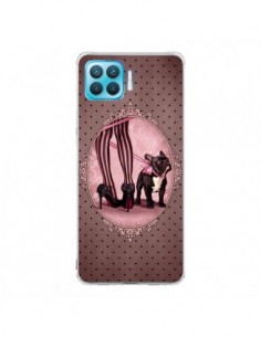 Coque Oppo Reno4 Lite Lady Jambes Chien Dog Rose Pois...