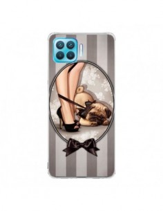 Coque Oppo Reno4 Lite Lady Noir Noeud Papillon Chien Dog...