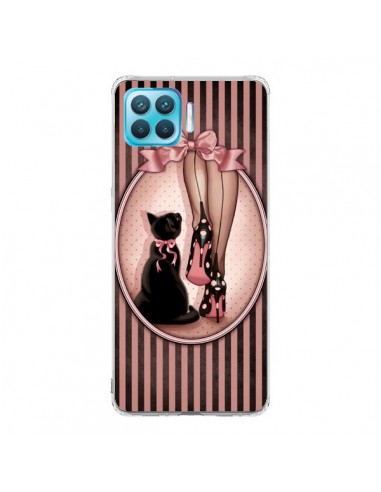 Coque Oppo Reno4 Lite Lady Chat Noeud Papillon Pois Chaussures - Maryline Cazenave