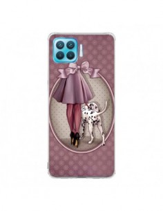 Coque Oppo Reno4 Lite Lady Chien Dog Dalmatien Robe Pois...