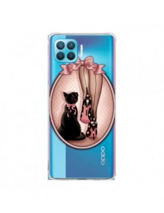 Coque Oppo Reno4 Lite Lady Chat Noeud Papillon Pois...