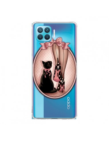 Coque Oppo Reno4 Lite Lady Chat Noeud Papillon Pois Chaussures Transparente - Maryline Cazenave