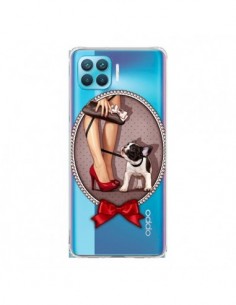 Coque Oppo Reno4 Lite Lady Jambes Chien Bulldog Dog Pois...