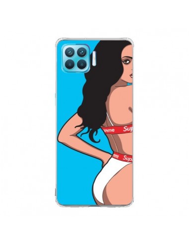 Coque Oppo Reno4 Lite Pop Art Femme Bleu - Mikadololo